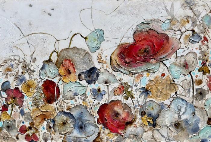 Christine Adele Moore – My happy place, original painting in acrylic and mixed media on canvas