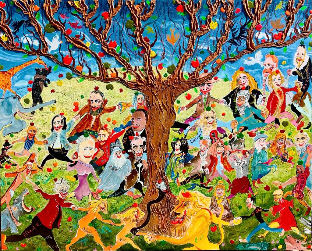 Yoram Gal – Dance of Wisdom, original painting in acrylic, ink and gouache on canvas