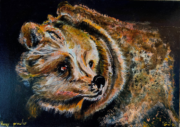 Yoram Gal – Honey Prowler, original painting in acrylic, ink and gouache on canvas