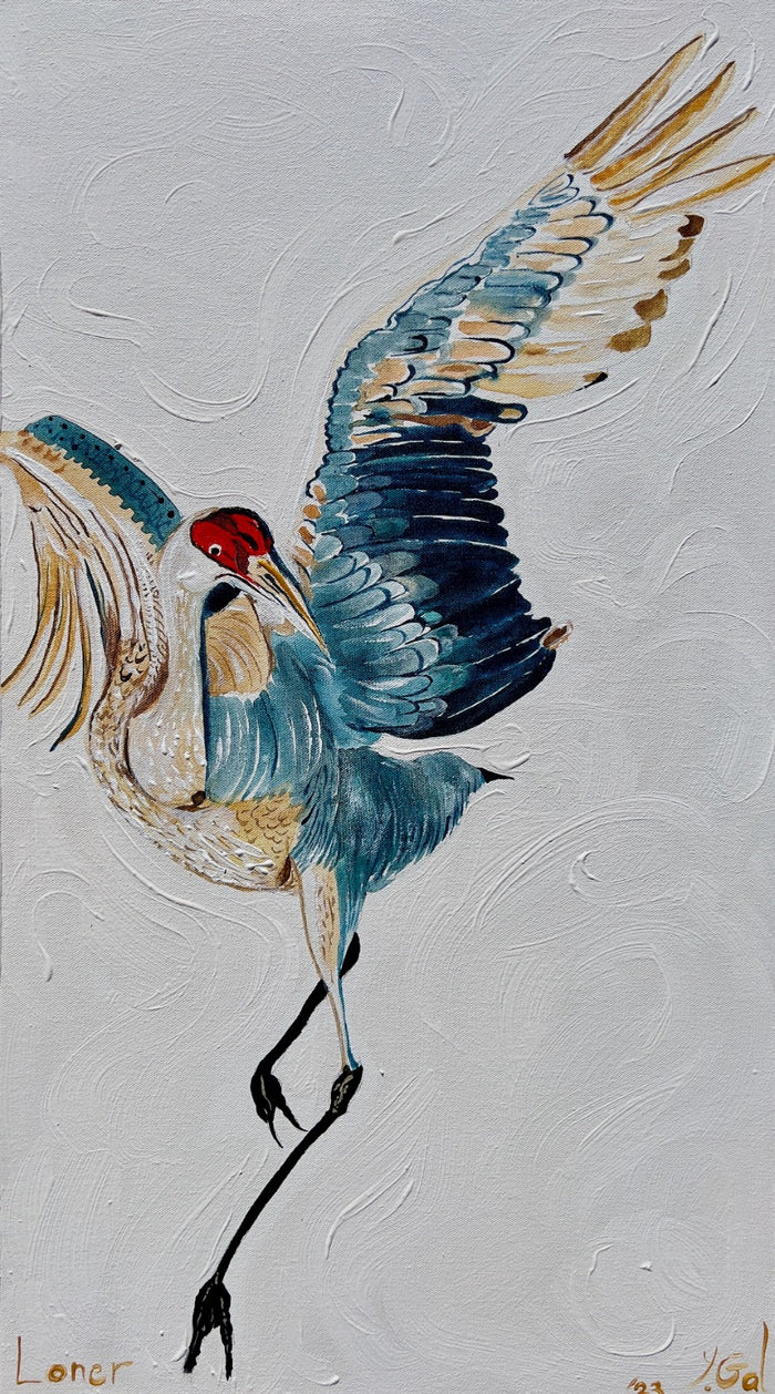 Yoram Gal – Loner, original painting in acrylic, ink and gouache on canvas