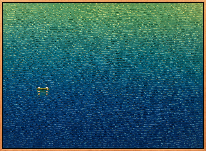 Steven Dragan – Canoers, original painting in heavy body acrylic on canvas, view 1 of 2