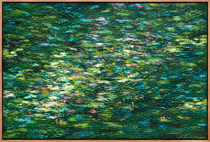 Steven Dragan – Swimming in Color (49.5 x 73.5 in), original painting in heavy body acrylic on canvas