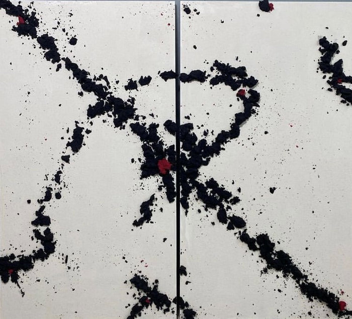 Thallium by Matthew Samson, painting in emulsion of stardust, marble dust and paint on canvas