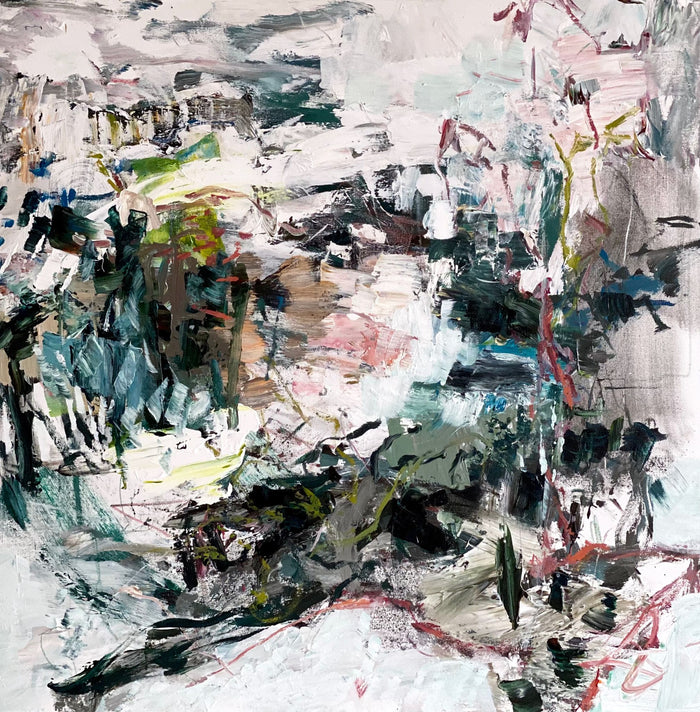 Dana Dion – Along The Walk, original painting in mixed media and acrylic on canvas