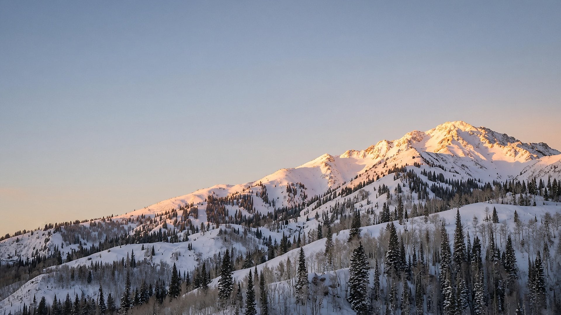 Winter light on the Wasatch mountains above Park City