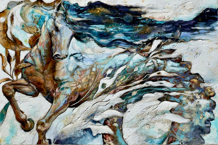 Christine Adele Moore – Horse Emotions, original painting in acrylic and mixed media on canvas