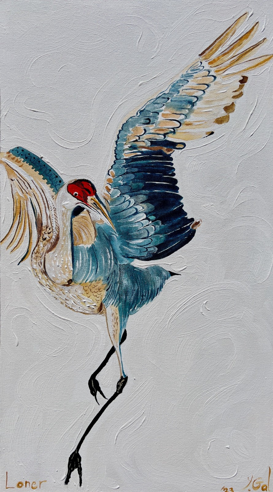 Yoram Gal – Loner, original painting in acrylic, ink and gouache on canvas