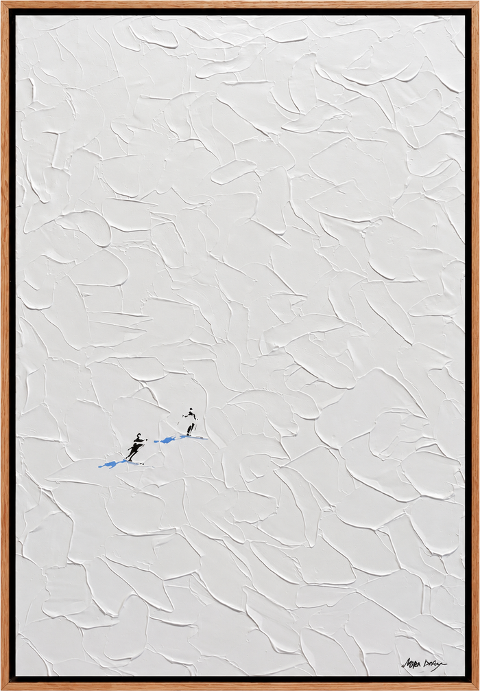 Steven Dragan – Skiers, original painting in heavy body acrylic on canvas