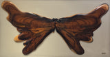 Derek Monturiol – White Butterfly, original wall sculpture in Guanacaste wood, resin and frame