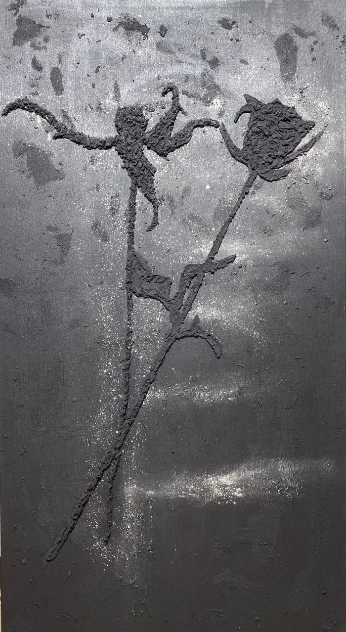 Dark Matter Halo "Rose with Dead Rose" by Matthew Samson, painting in emulsion of stardust, marble dust and paint on canvas