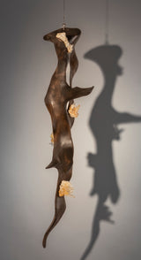 Dorit Schwartz – Power of Elements, original sculpture in mahoni wood and Lemurian quartz