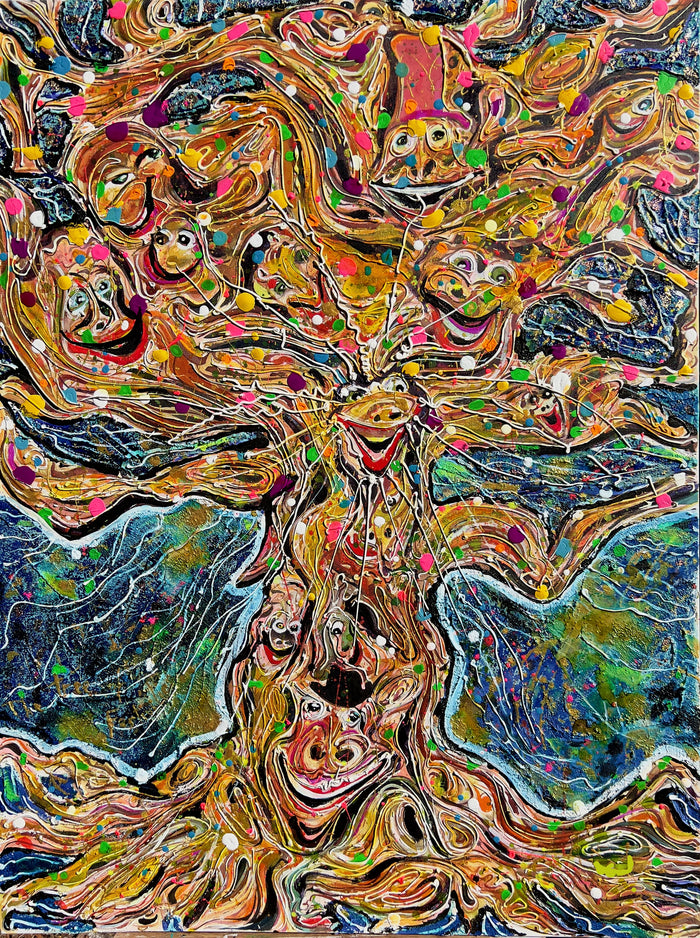 Yoram Gal – The Tree of Festivities, original painting in mixed media on canvas (acrylic