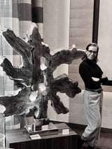 Dorit Schwartz – Infinite Ray, original sculpture in white quartz and teak wood, view 2 of 2