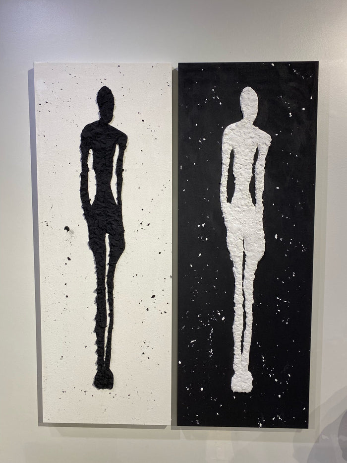 Anatomy of a Shadow by Matthew Samson, painting in emulsion of stardust, marble dust and paint on canvas