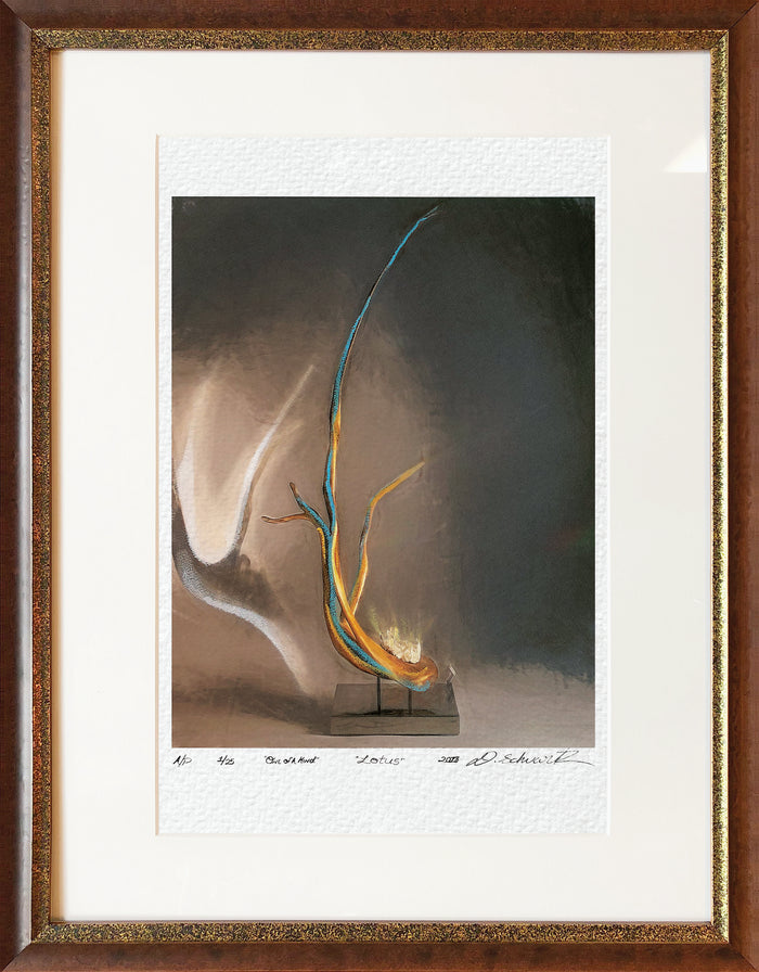 Lotus by Dorit Schwartz, original lithograph, mixed media on paper