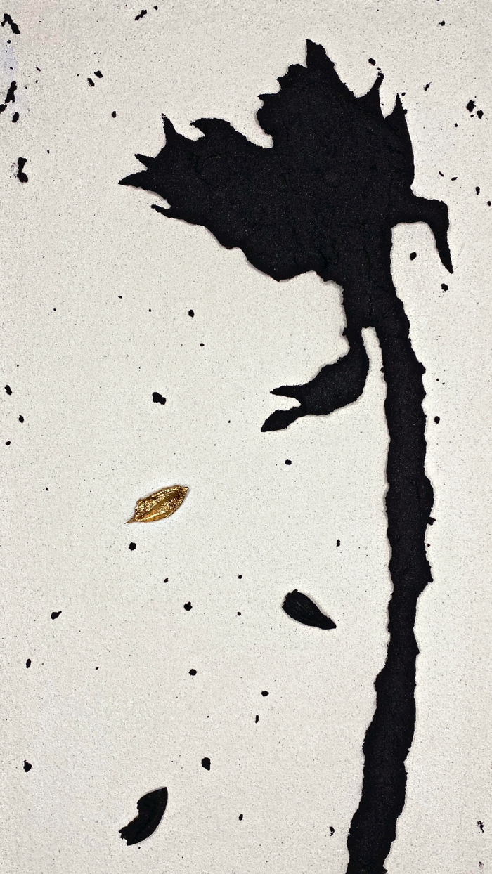 Helios by Matthew Samson, painting in emulsion of stardust, marble dust and paint on canvas