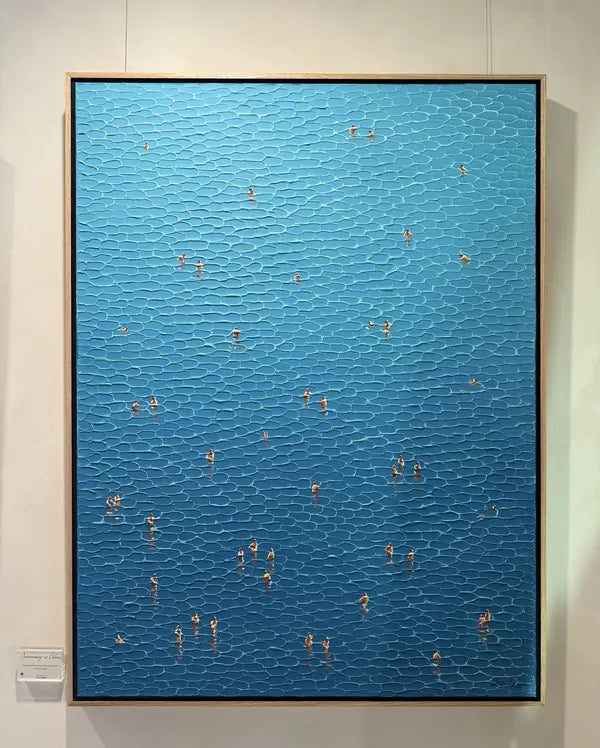 Steven Dragan painting Swimming in Color on the wall at GAIA Sun Valley